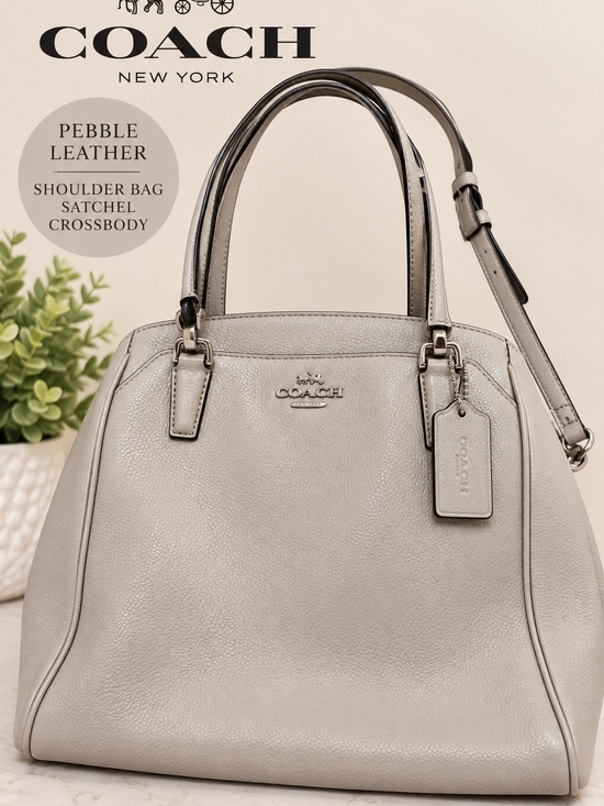 Coach Handbags - Coach Phoebe Pebble Leather Satchel Shoulder Bag Gray F35723
